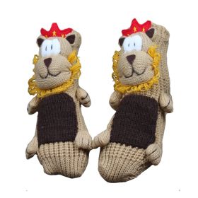 Novelty Handmade Lion Knit Slipper Socks Non-slip for Womens House Indoor Warm
