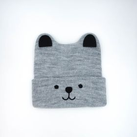 New Grey Baby Bear Ear Knit Hat (Color: Gray)