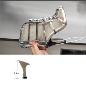 Woman High Top Latin Dance Shoes Red Black Ballroom Dance Boots Women Salsa Tango Dancing Shoes Girls Soft Bottom Party Sandals (Shoe Size: 8, Color: sliver-7.5cm)