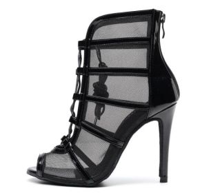 Woman High Top Latin Dance Shoes Red Black Ballroom Dance Boots Women Salsa Tango Dancing Shoes Girls Soft Bottom Party Sandals (Shoe Size: 8, Color: black-11cm)