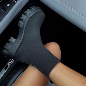 Women Boots Slip On Western Ankle Boots Platform Knitted Ladies Autumn Socks Boots for Women Fashion Female Booties 2021 (Shoe Size: 9, Color: 2825black)