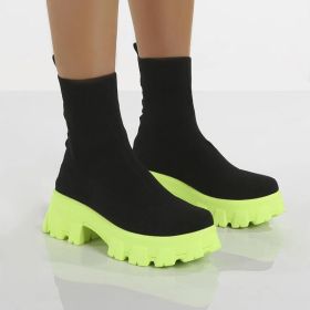 Women Boots Slip On Western Ankle Boots Platform Knitted Ladies Autumn Socks Boots for Women Fashion Female Booties 2021 (Shoe Size: 9, Color: 2825GBK)
