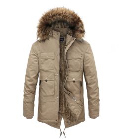 Men's Warm Parka Jacket Winter Snow Coat with Detachable Faux Fur Hood (size: 2XL)