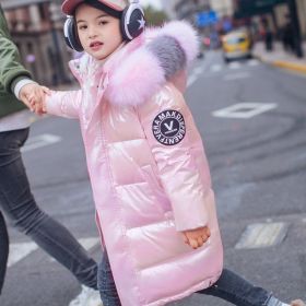 2022 Winter Down Jacket For Girls Coat Waterproof Shiny Hooded Children Outerwear Clothing 5-14 Year Teenage Kids Parka Snowsuit (Color: pink1, size: 11)