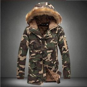 Fleece Coats Winter Thicken Cotton Parka Jacket with Hood (Color: Brown, size: S)