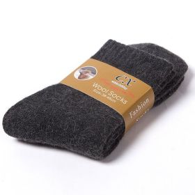 1 Pairs Winter Warm Women Socks Wool Male Men Socks Super Thicker Solid Socks Merino Wool Socks Against Cold Snow Terry Socks (Color: Dark Gray)