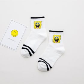 Cartoon SpongeBobs Women's Socks High Quality Fashion Men's Women Sock Printed Casual Hip-Hop Personality Adult Couple Stockings (Color: 01)