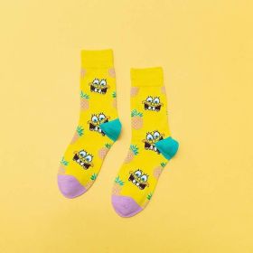 Cartoon SpongeBobs Women's Socks High Quality Fashion Men's Women Sock Printed Casual Hip-Hop Personality Adult Couple Stockings (Color: 1620)