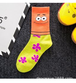 Cartoon SpongeBobs Women's Socks High Quality Fashion Men's Women Sock Printed Casual Hip-Hop Personality Adult Couple Stockings (Color: 19)