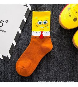 Cartoon SpongeBobs Women's Socks High Quality Fashion Men's Women Sock Printed Casual Hip-Hop Personality Adult Couple Stockings (Color: 18)