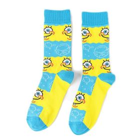 Cartoon SpongeBobs Women's Socks High Quality Fashion Men's Women Sock Printed Casual Hip-Hop Personality Adult Couple Stockings (Color: 2023)