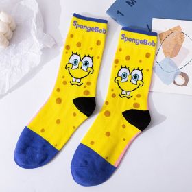 Cartoon SpongeBobs Women's Socks High Quality Fashion Men's Women Sock Printed Casual Hip-Hop Personality Adult Couple Stockings (Color: 27)