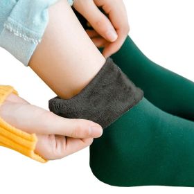 5 Pairs New Velvet Women Winter Warm Thicken Thermal Socks Soft Casual Solid Color Sock Wool Cashmere Home Snow Boots Floor Sock (Color: Dark green, size: 5-Pairs)