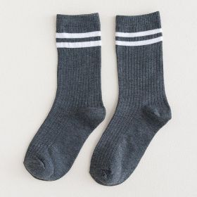 9 Pairs Cotton Knitting Striped Long Socks Solid Color Harajuku Retro Black White Crew Socks Japanese High School Girls Cute Loose Socks (Color: Dark Gray, size: One Size)