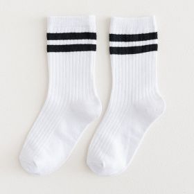9 Pairs Cotton Knitting Striped Long Socks Solid Color Harajuku Retro Black White Crew Socks Japanese High School Girls Cute Loose Socks (Color: White and Black, size: One Size)