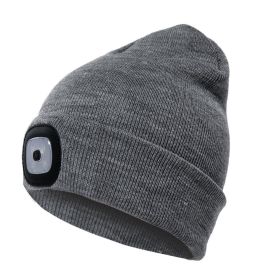 LED Knit Hat Button Cell Type Knitted Hat With Light Glowing (Color: Grey, Style: B)