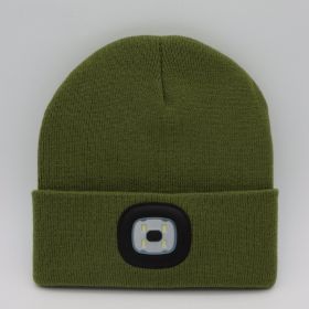 LED Knit Hat Button Cell Type Knitted Hat With Light Glowing (Color: Army Green, Style: B)