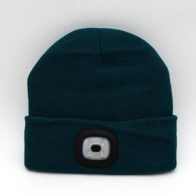 LED Knit Hat Button Cell Type Knitted Hat With Light Glowing (Color: Peacock blue, Style: B)