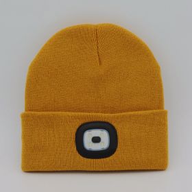 LED Knit Hat Button Cell Type Knitted Hat With Light Glowing (Color: Yellow, Style: C)