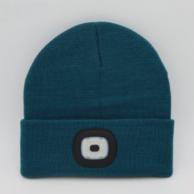 LED Knit Hat Button Cell Type Knitted Hat With Light Glowing (Color: Ink green, Style: B)
