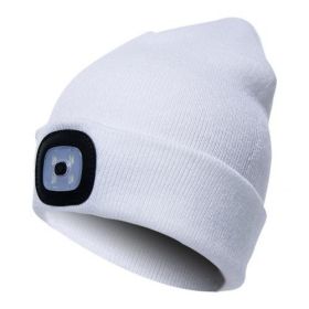 LED Knit Hat Button Cell Type Knitted Hat With Light Glowing (Color: White, Style: B)