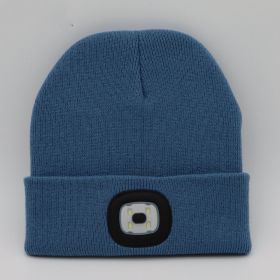 LED Knit Hat Button Cell Type Knitted Hat With Light Glowing (Color: Light Blue, Style: C)