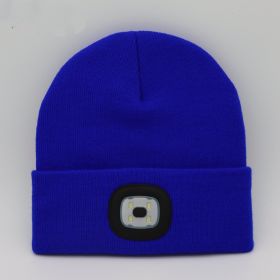 LED Knit Hat Button Cell Type Knitted Hat With Light Glowing (Color: Sapphire, Style: B)