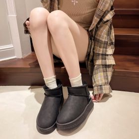 Winter women's new casual warm cotton shoes fashion comfortable warm snow boots women's shoes (Color: Black, size: 39)