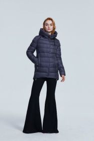 Women warm hooded winter coat women jacket casual parkas jacket (Color: Navy Blue, size: S)