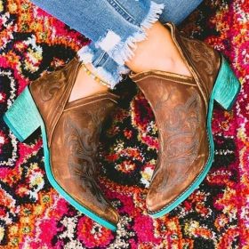 Pointed Thick Heel Over-embroidered Large Size Women's Short Boots (Color: Brown, size: 38)