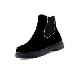 Women's Boots Autumn And Winter The New fashion Round head Metal (Color: Black, size: 41)