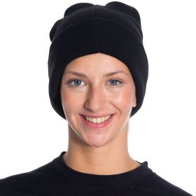 Winter Acrylic Beanies for Women Soft Warm Beanie Hat (Color: Black)