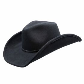 Hugh Ultra Poly Felt Western Drifter Hat (Color: Black)