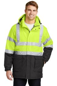 Port Authority ANSI 107 Class 3 Safety Heavyweight Parka J799S (Color: Safety Yellow/ Black/ Reflective, size: 2XL)